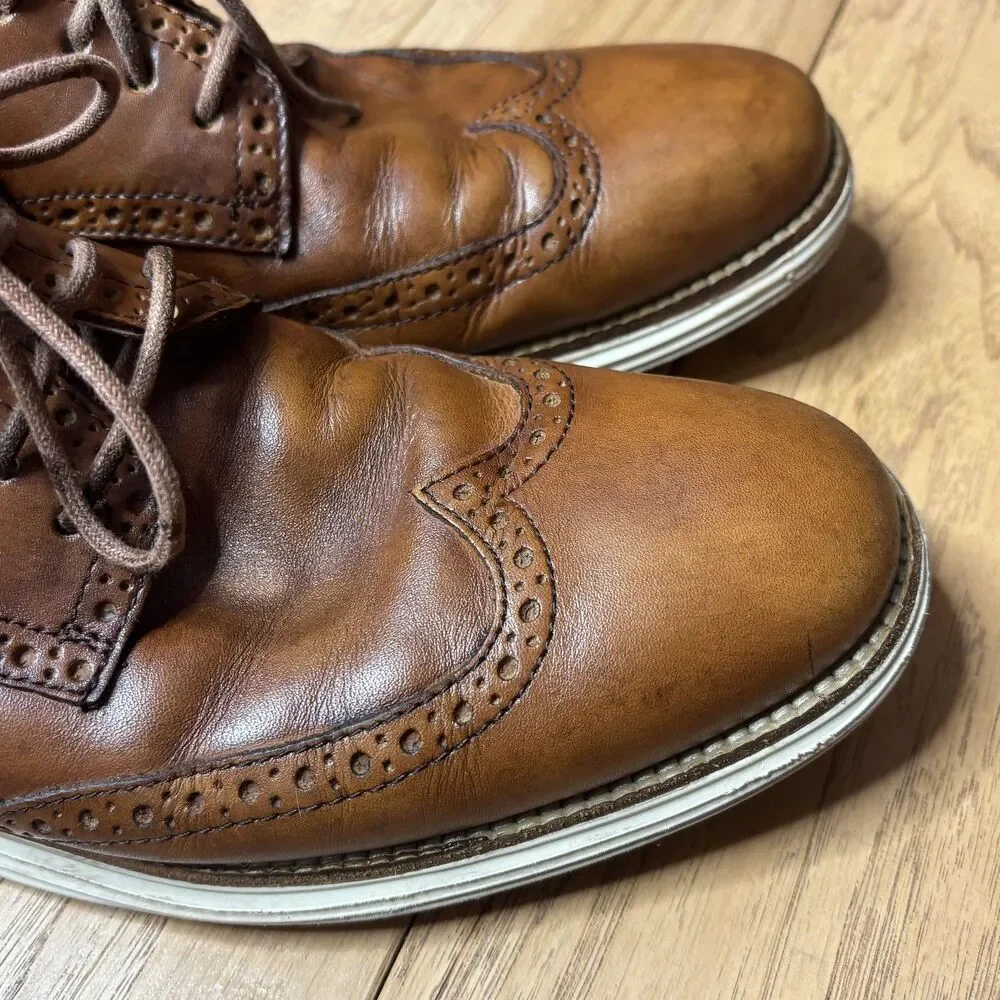 Cole Haan LunarGrand‎ Shoes Mens Size 10 Brown Leather Dress Wingtip Oxford